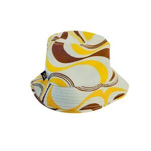 Goorin Bros Bucket Hat Unisex Yellow Brown Retro Swirl 100% Cotton Summer